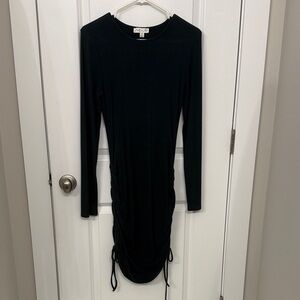 She + Sky Black Ruched Midi Dress